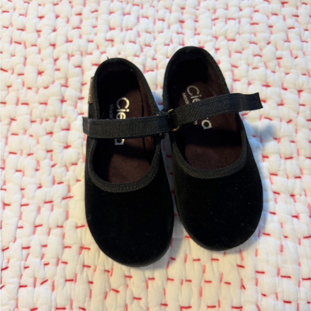 Cienta Black Velvet Kids Mary Jane Shoes